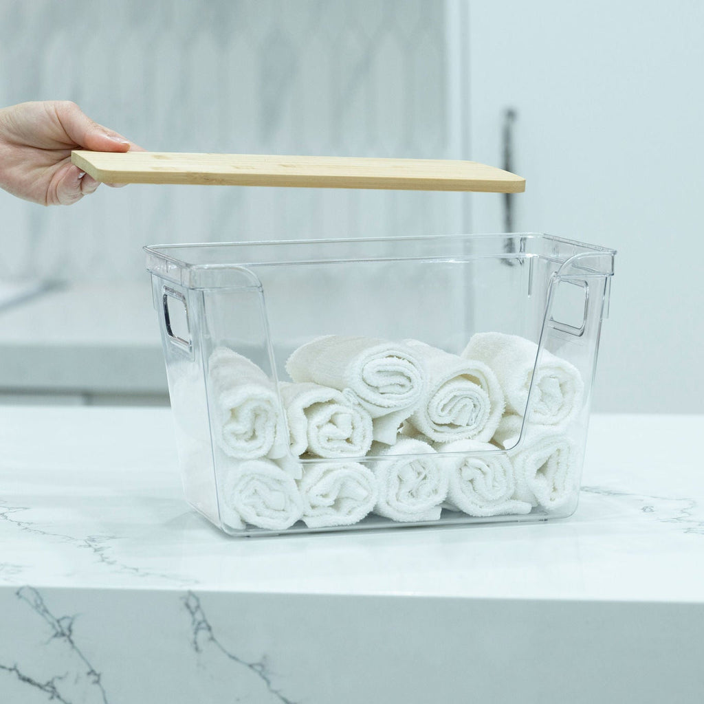 Clear Storage Container with Bamboo Lid – 29cm
