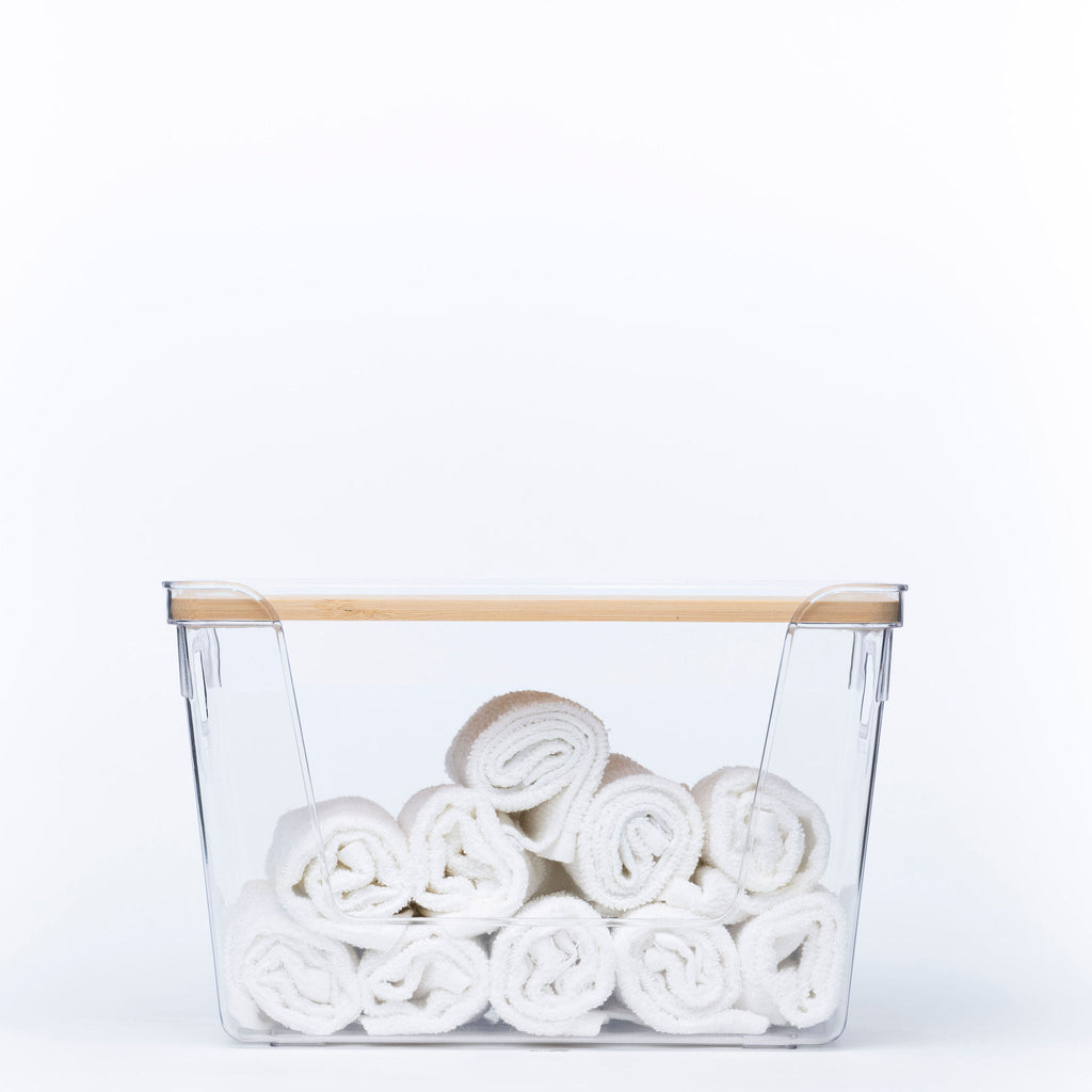 Clear Storage Container with Bamboo Lid – 29cm